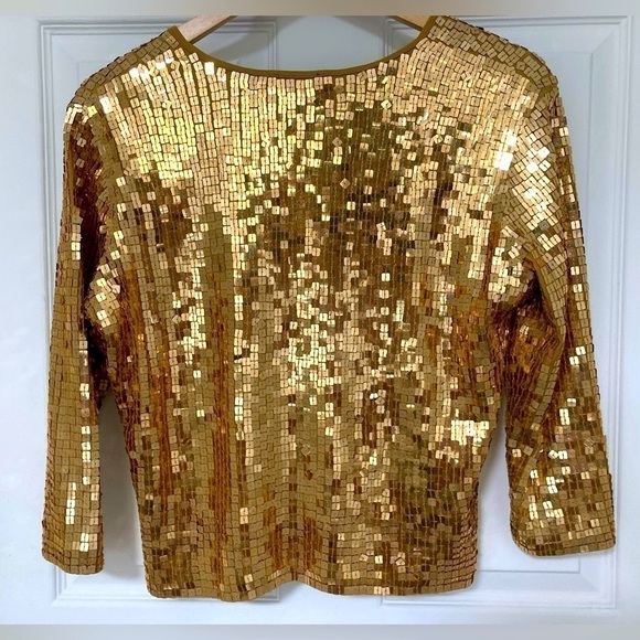 Holt RENFREW COLLECTION VINTAGE GOLD SEQUIN JACKET - Size Small - Picture 2 of 10